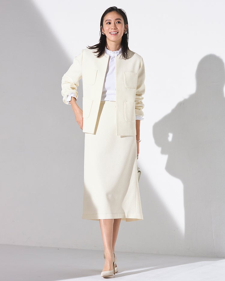 ツイード・ノーカラージャケット 詳細画像 オフホワイト 2