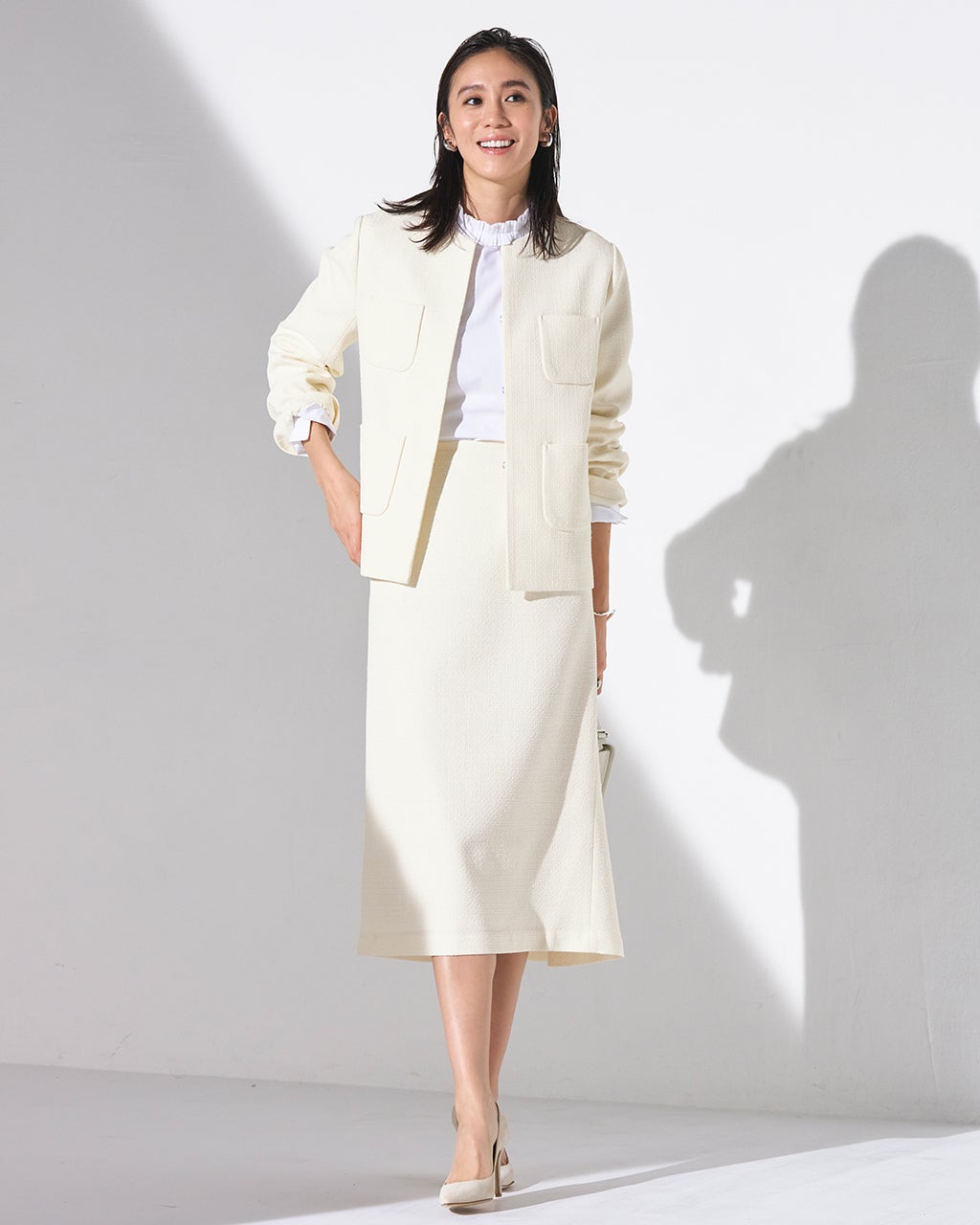 ツイード・ノーカラージャケット/DoCLASSE