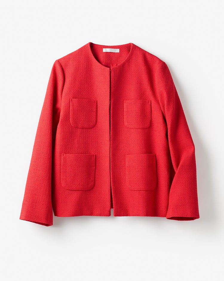 ツイード・ノーカラージャケット 詳細画像 レッド 4