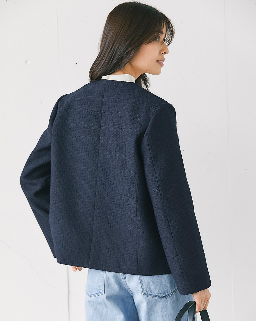 ツイード・ノーカラージャケット/DoCLASSE