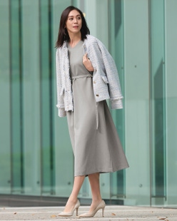 スポンジWクロス・ベルト付きワンピース