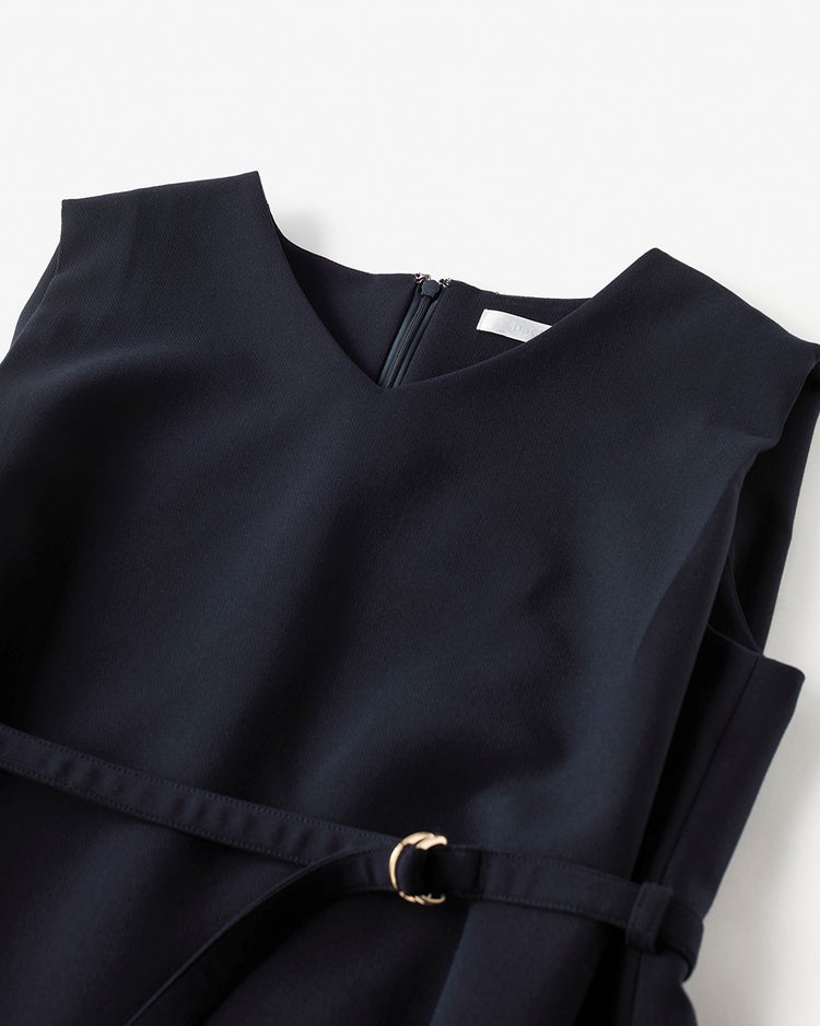 スポンジWクロス・ベルト付きワンピース 詳細画像 ミッドナイトブルー 2