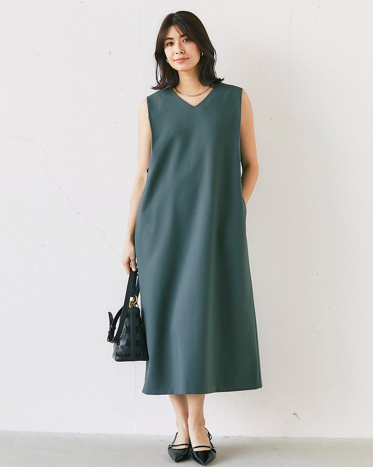 スポンジWクロス・ベルト付きワンピース 詳細画像 セージ 4