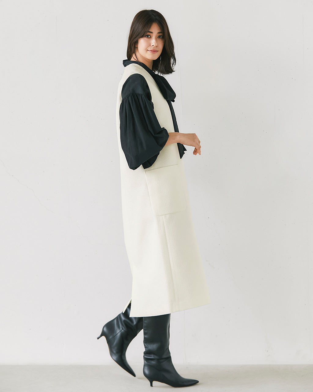 ツイード・Vネックジャンパースカート/DoCLASSE