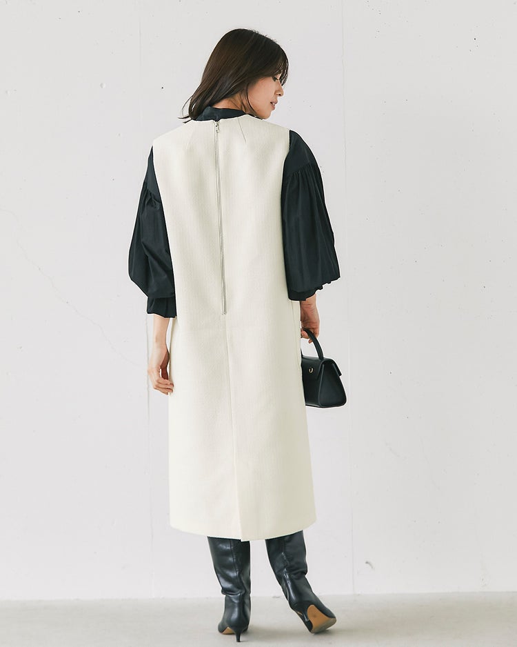 ツイード・Vネックジャンパースカート 詳細画像 オフホワイト 4