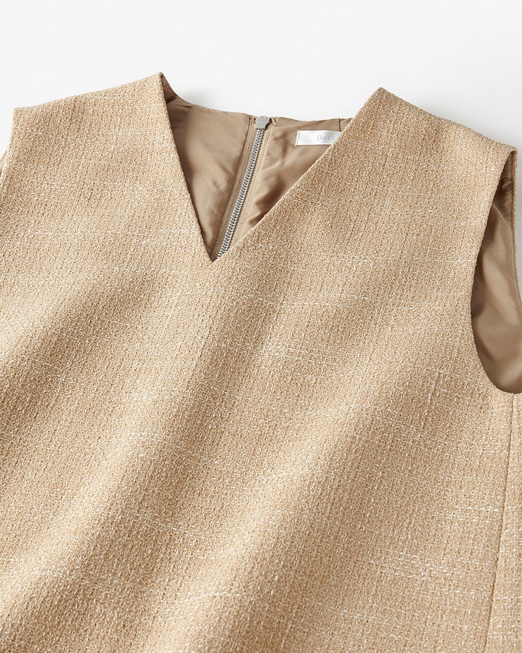 ツイード・Vネックジャンパースカート 詳細画像 ベージュ 2