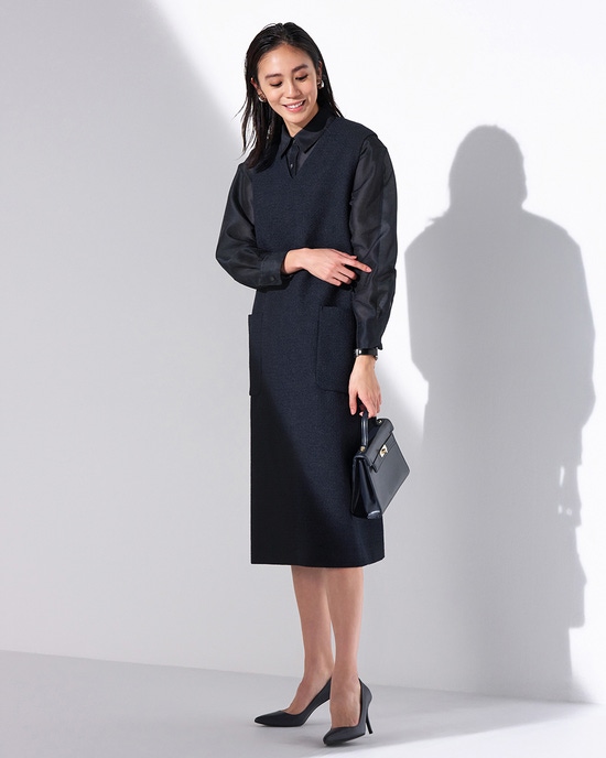 ツイード・Vネックジャンパースカート