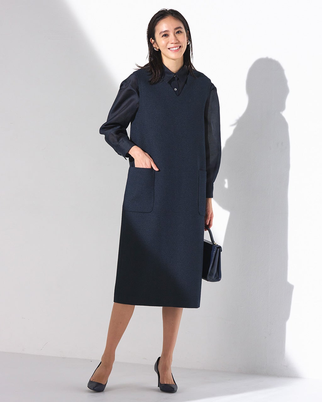 ツイード・Vネックジャンパースカート/DoCLASSE