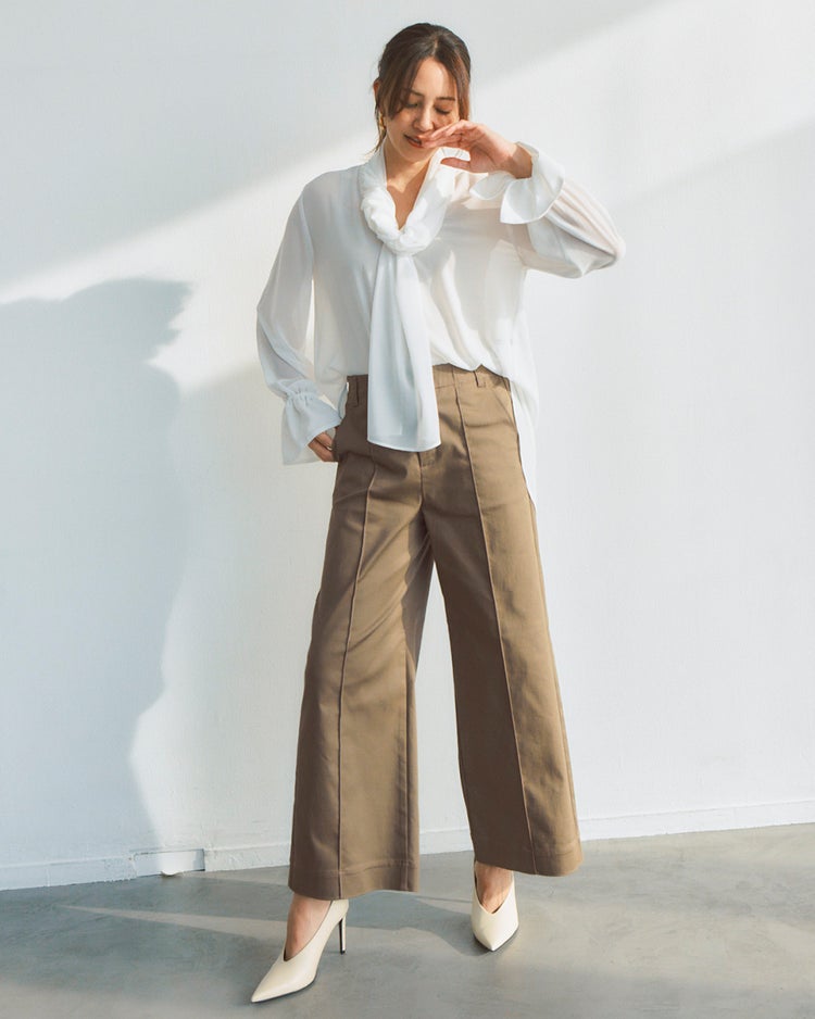 ミラクルストレッチ・ピンタックワイド68cm 詳細画像 ダークベージュ 1