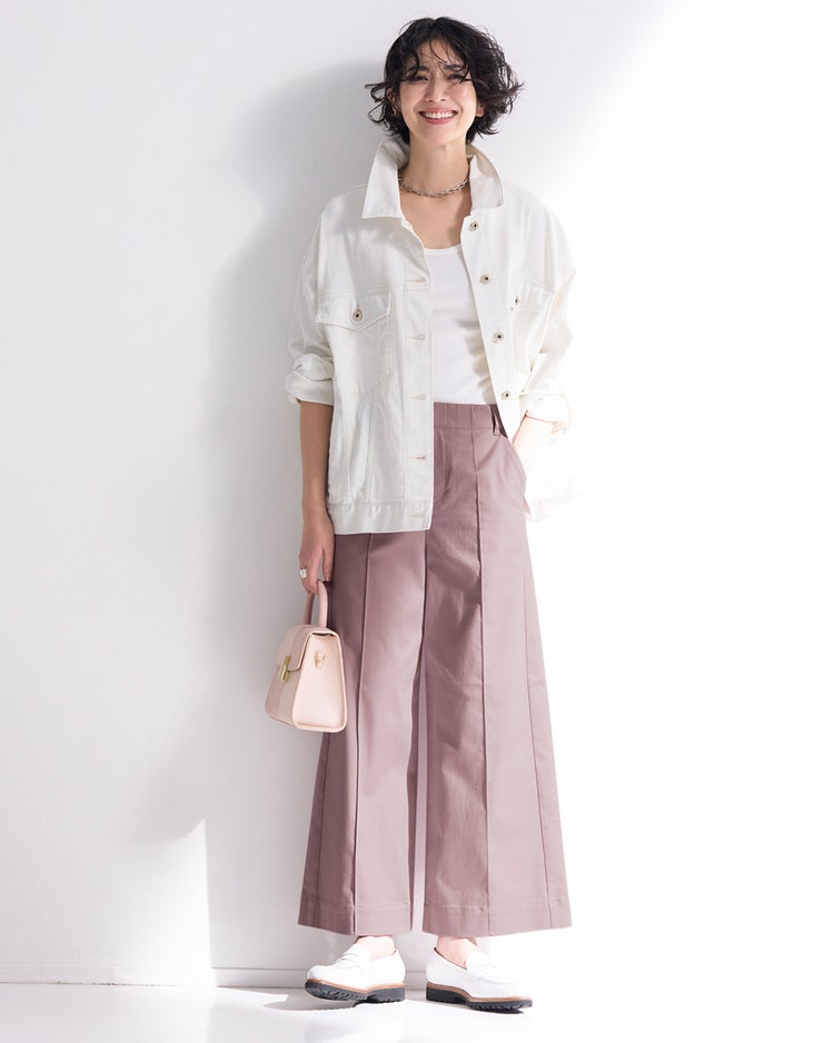 ミラクルストレッチ・ピンタックワイド68cm 詳細画像 ダスティーピンク 1