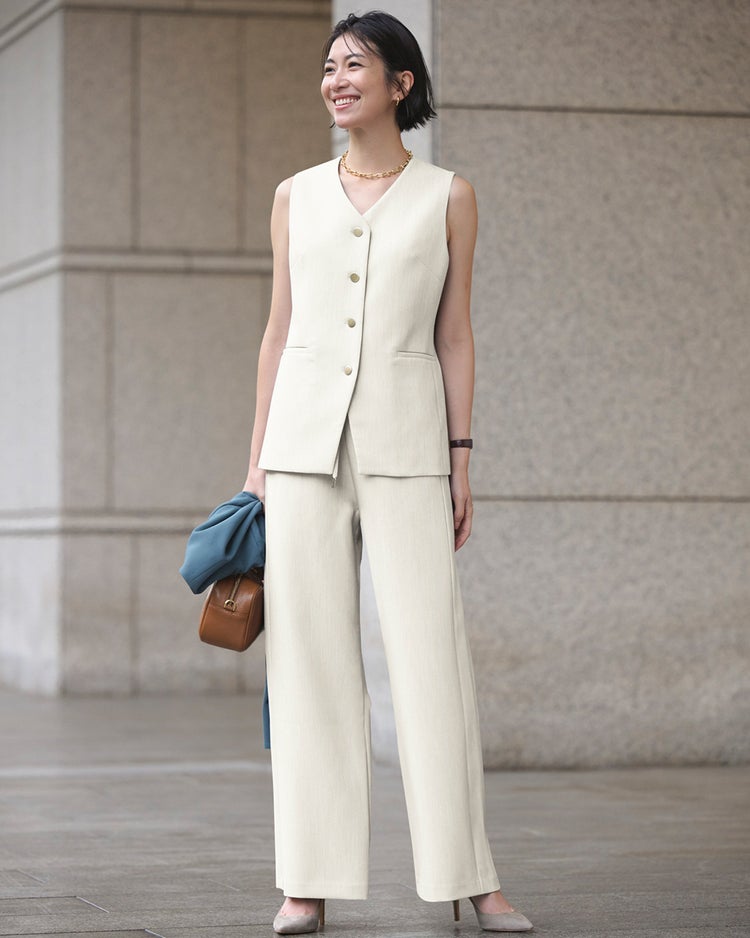 スポンジWクロス・イージーワイドパンツ 詳細画像 オフホワイト 1