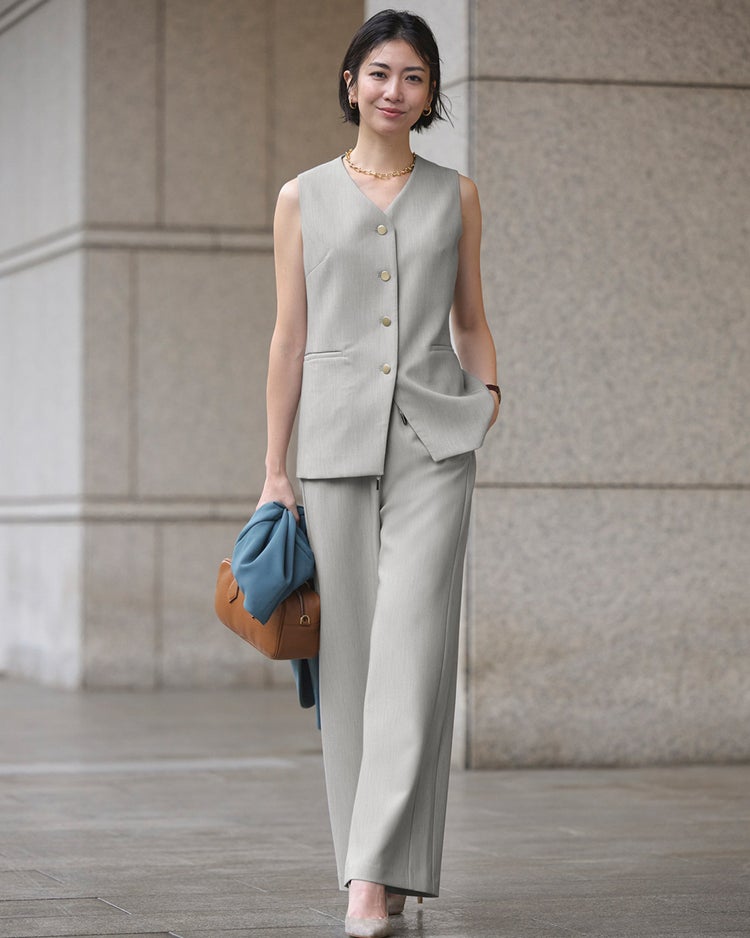 スポンジWクロス・イージーワイドパンツ 詳細画像 グレー 2