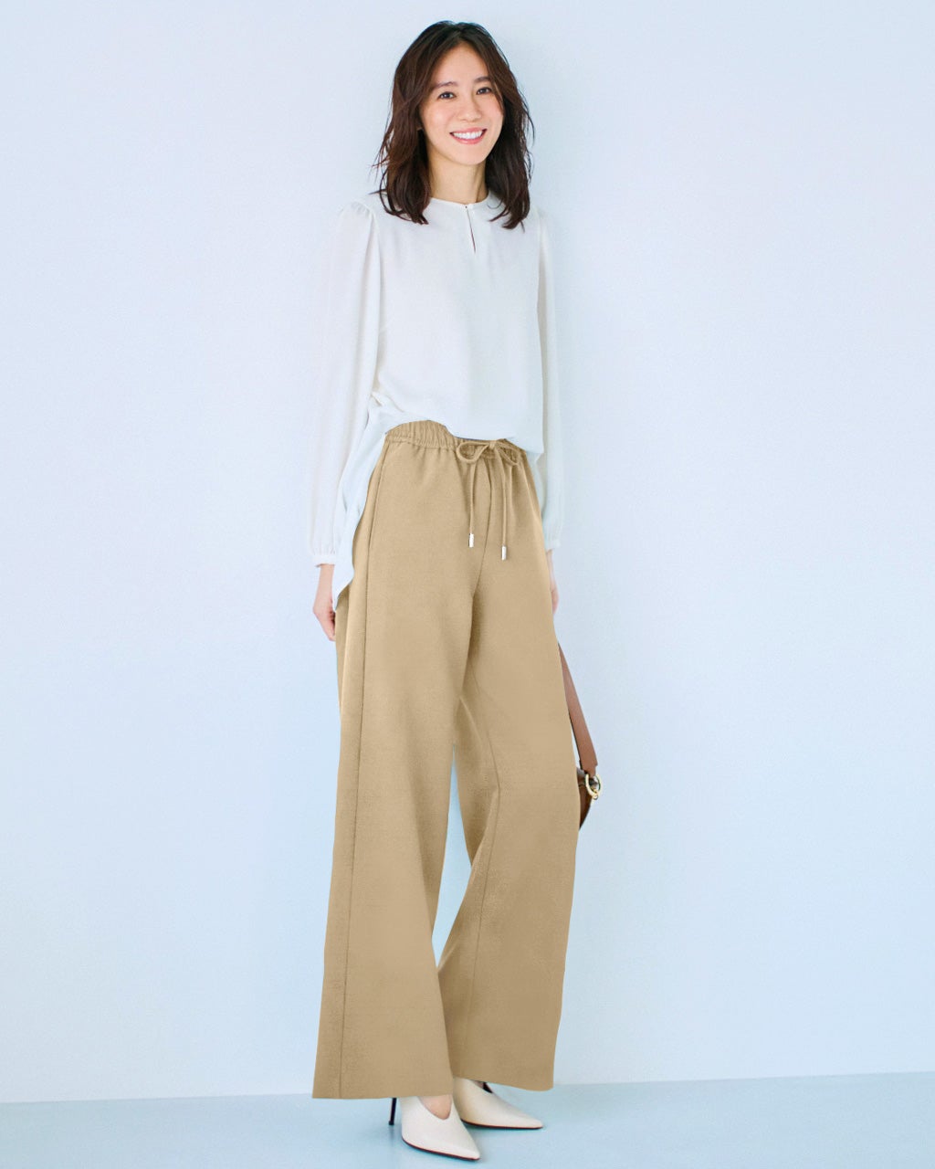 レディース ワイドパンツ（ベージュ）一覧/40代50代からのファッション