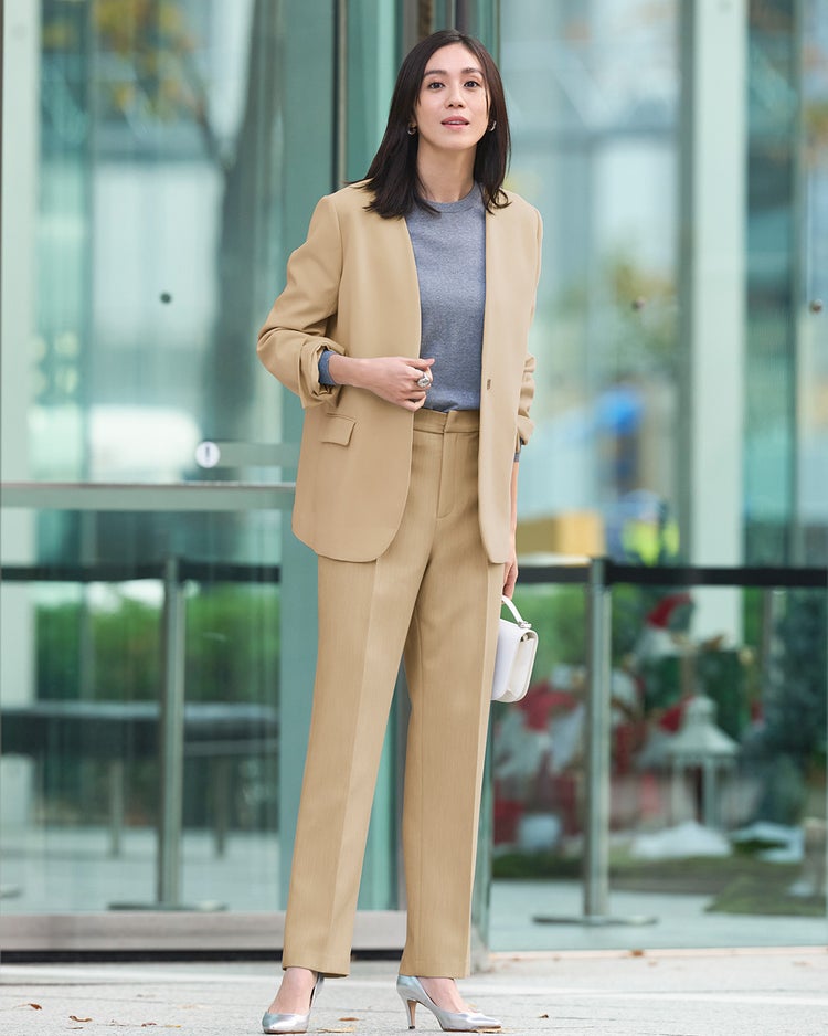 スポンジWクロス・テーパードパンツ 詳細画像 ベージュ 1