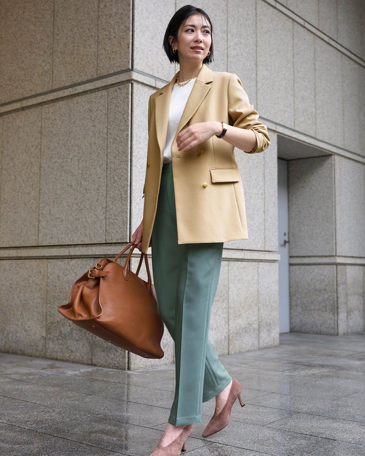 スポンジWクロス・テーパードパンツ 詳細画像 セージ 1