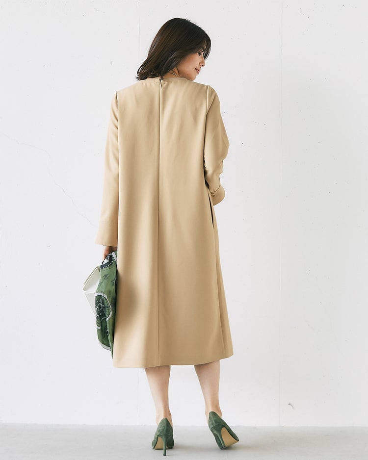 スポンジWクロス・Aラインワンピース 詳細画像 ベージュ 6