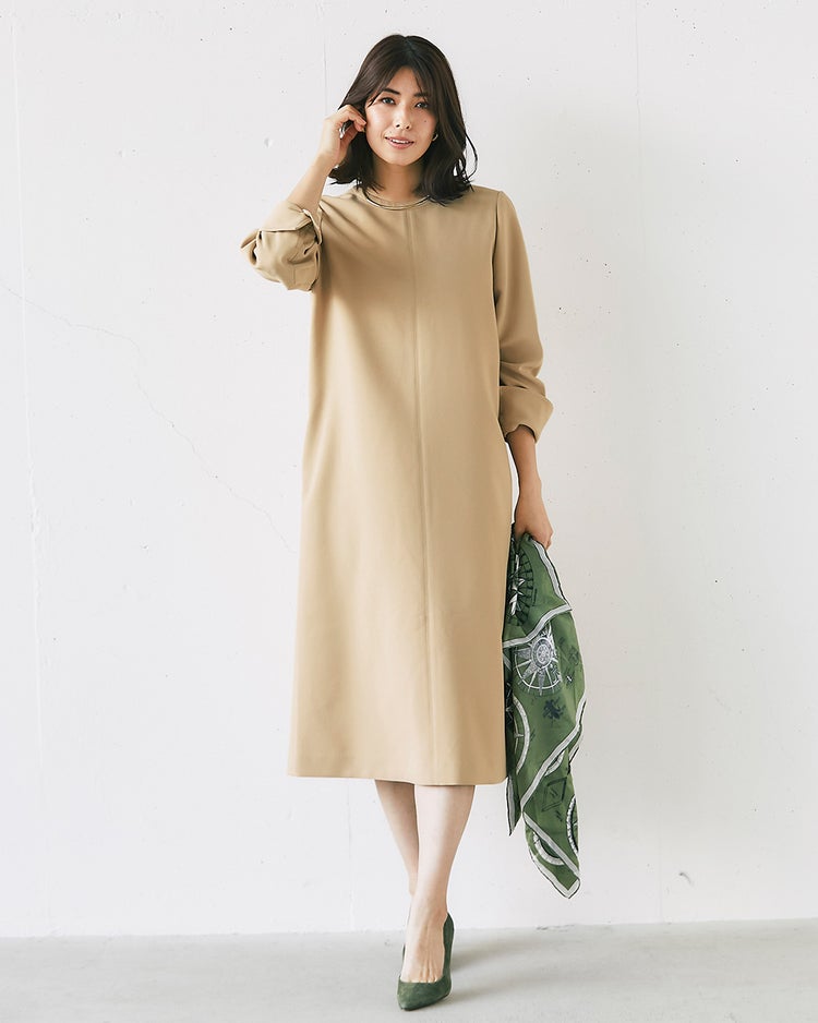 スポンジWクロス・Aラインワンピース 詳細画像 ベージュ 7