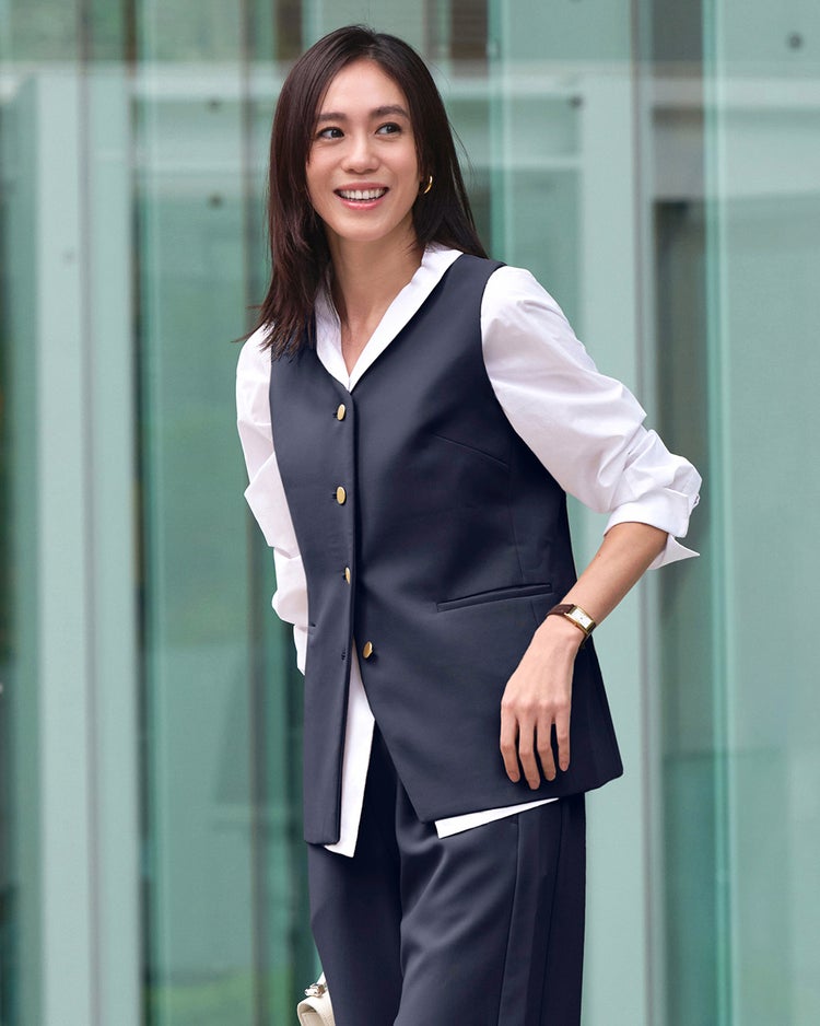 スポンジWクロス・コンパクトジレ 詳細画像 ミッドナイトブルー 1