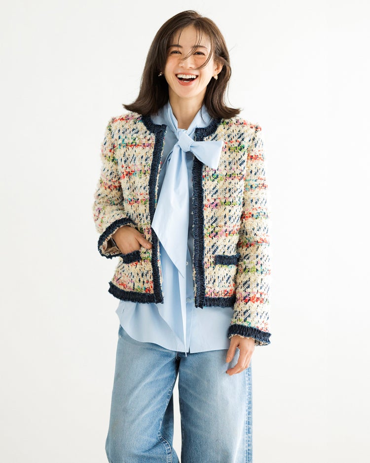 ファンシーツイード・デニムトリムジャケット 詳細画像 マルチ 3