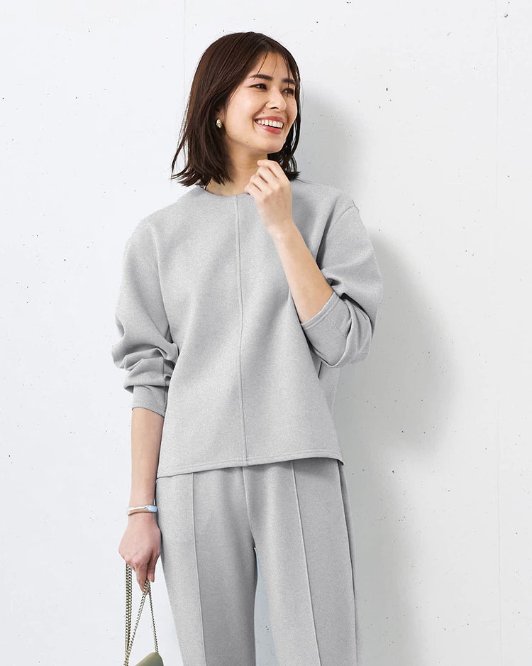 ライトダンボールニット・センター切替トップス 詳細画像 グレー 2