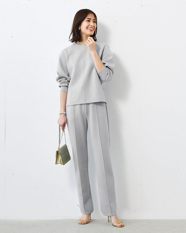 ライトダンボールニット・イージーワイドパンツ 詳細画像 グレー 2