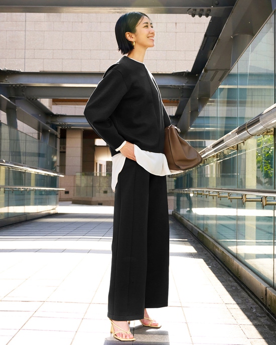 ライトダンボールニット・イージーワイドパンツ