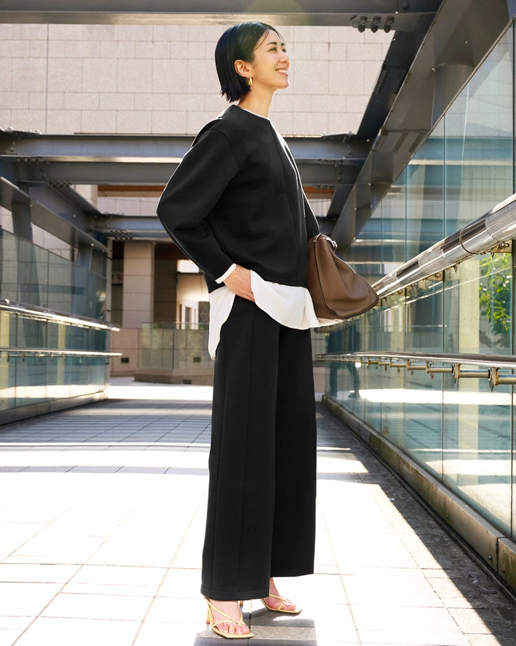 ライトダンボールニット・イージーワイドパンツ 詳細画像 ミッドナイトブルー 1