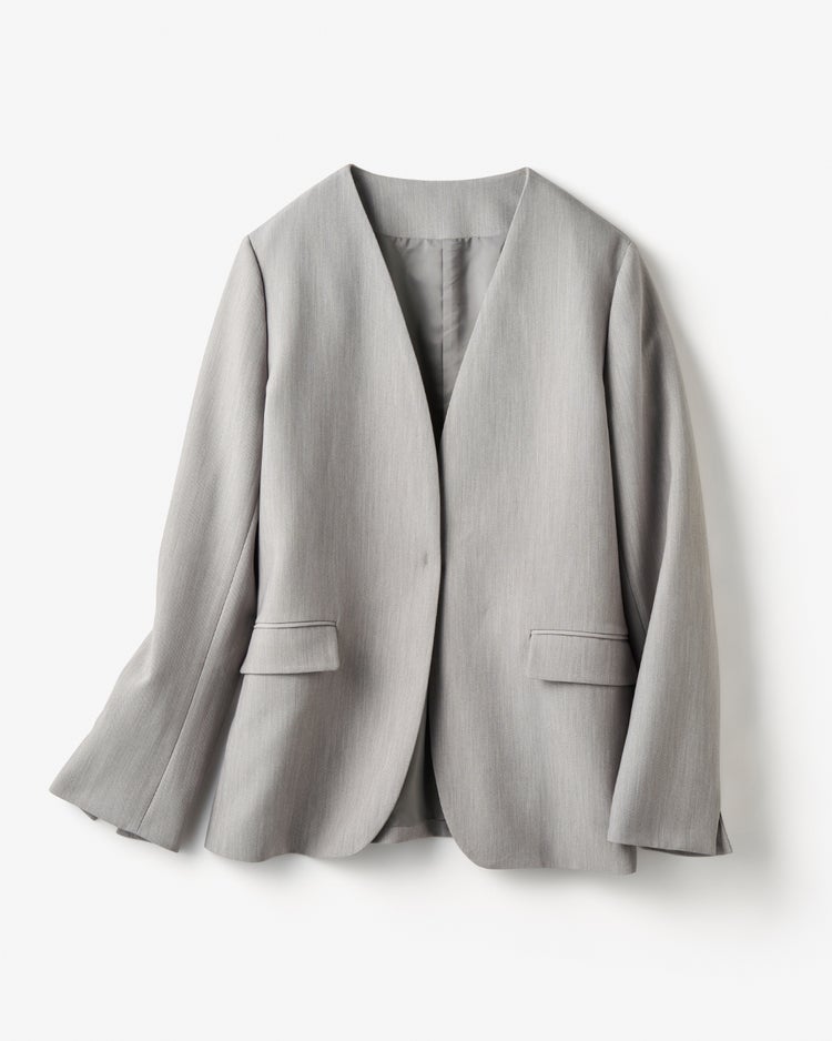 スポンジWクロス・ノーカラージャケット 詳細画像 グレー 6