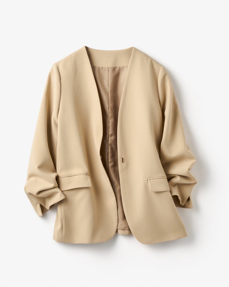 スポンジWクロス・ノーカラージャケット 詳細画像 ベージュ 3