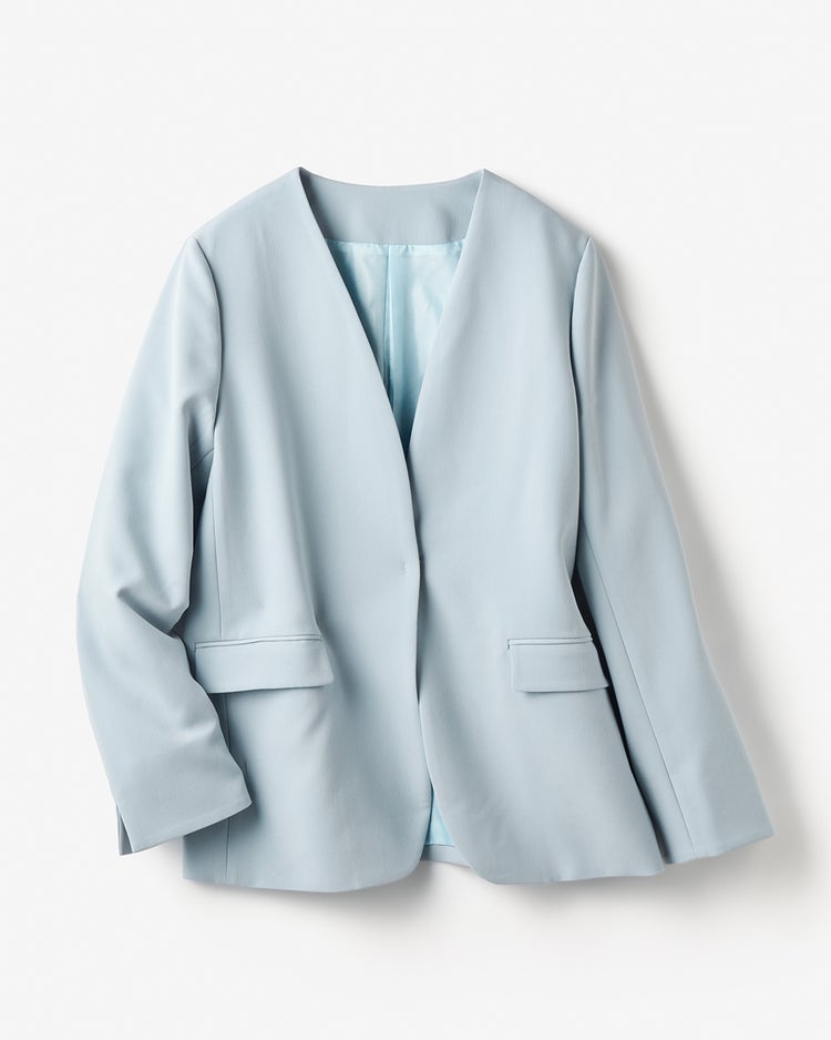 スポンジWクロス・ノーカラージャケット 詳細画像 ライトブルー 6