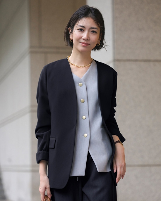 スポンジWクロス・ノーカラージャケット