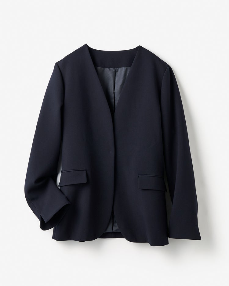 スポンジWクロス・ノーカラージャケット 詳細画像 ミッドナイトブルー 4