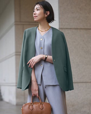 スポンジWクロス・ノーカラージャケット