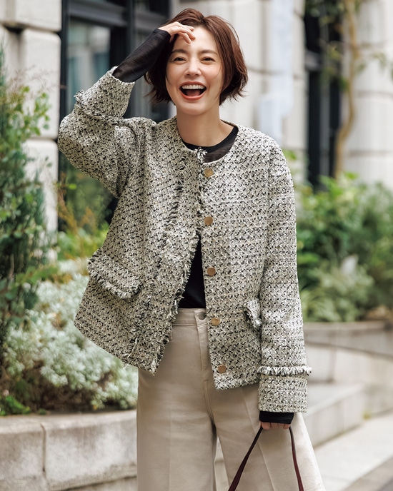 フリンジツイード・ノーカラージャケット