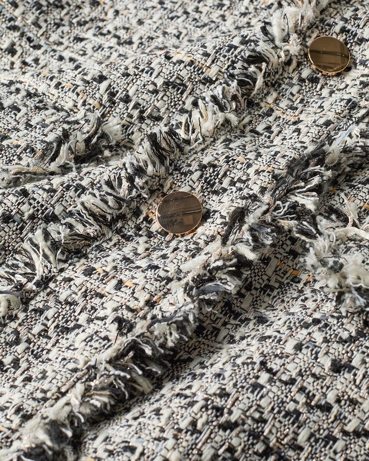 フリンジツイード・ノーカラージャケット 詳細画像 ブラックパターン 2