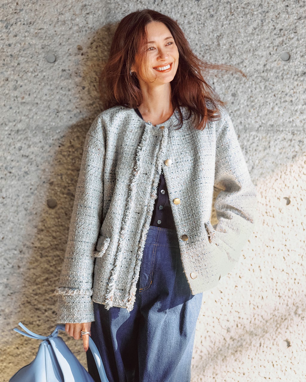 フリンジツイード・ノーカラージャケット/DoCLASSE