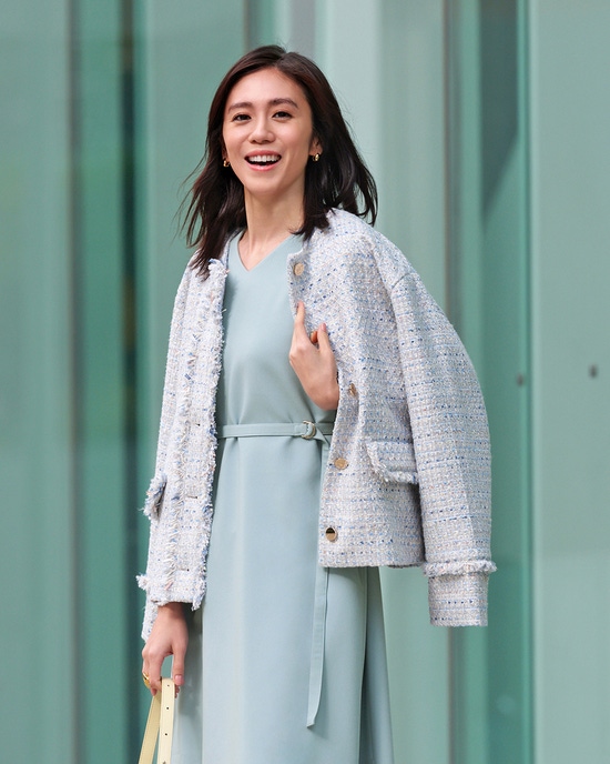 フリンジツイード・ノーカラージャケット