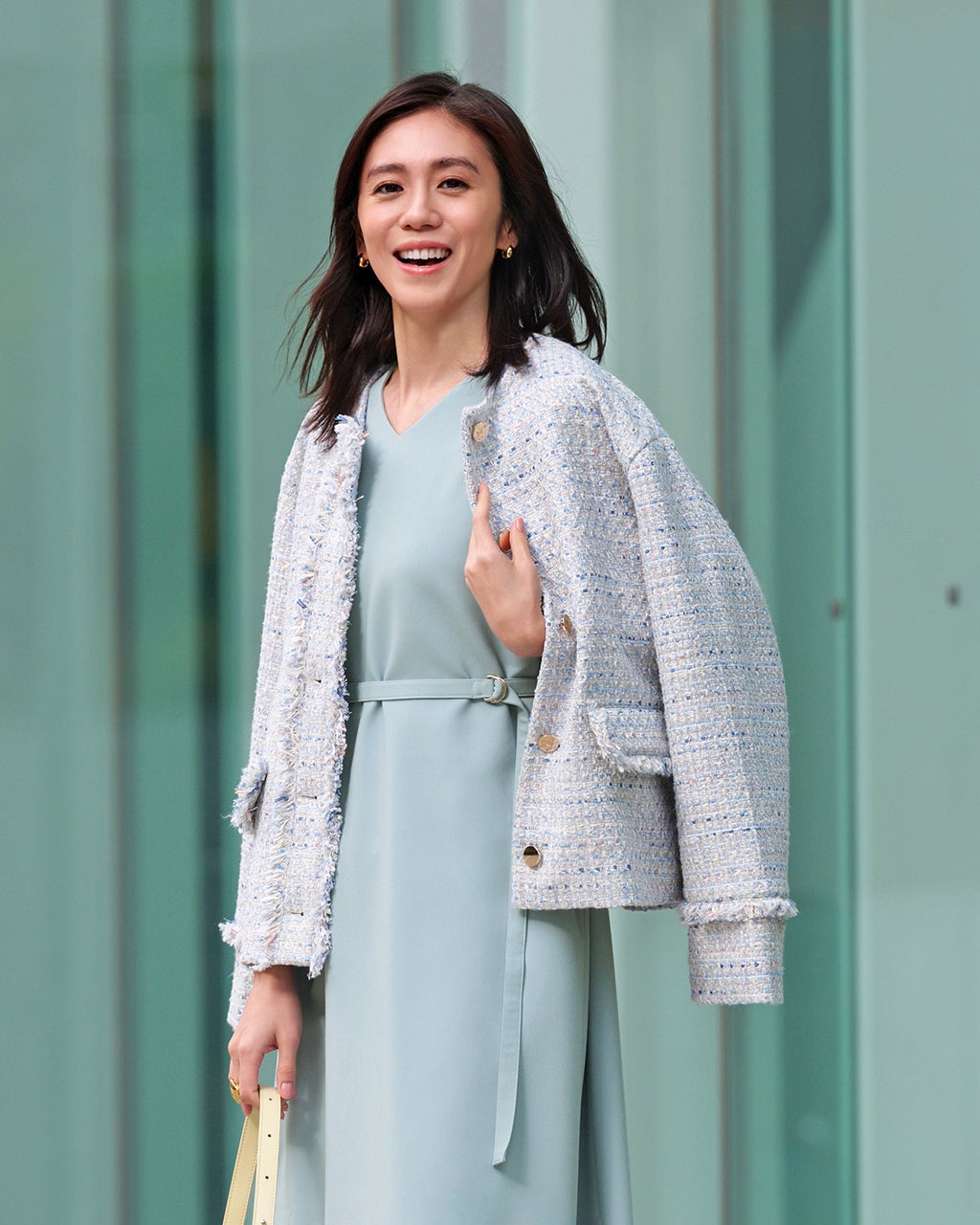 フリンジツイード・ノーカラージャケット/DoCLASSE