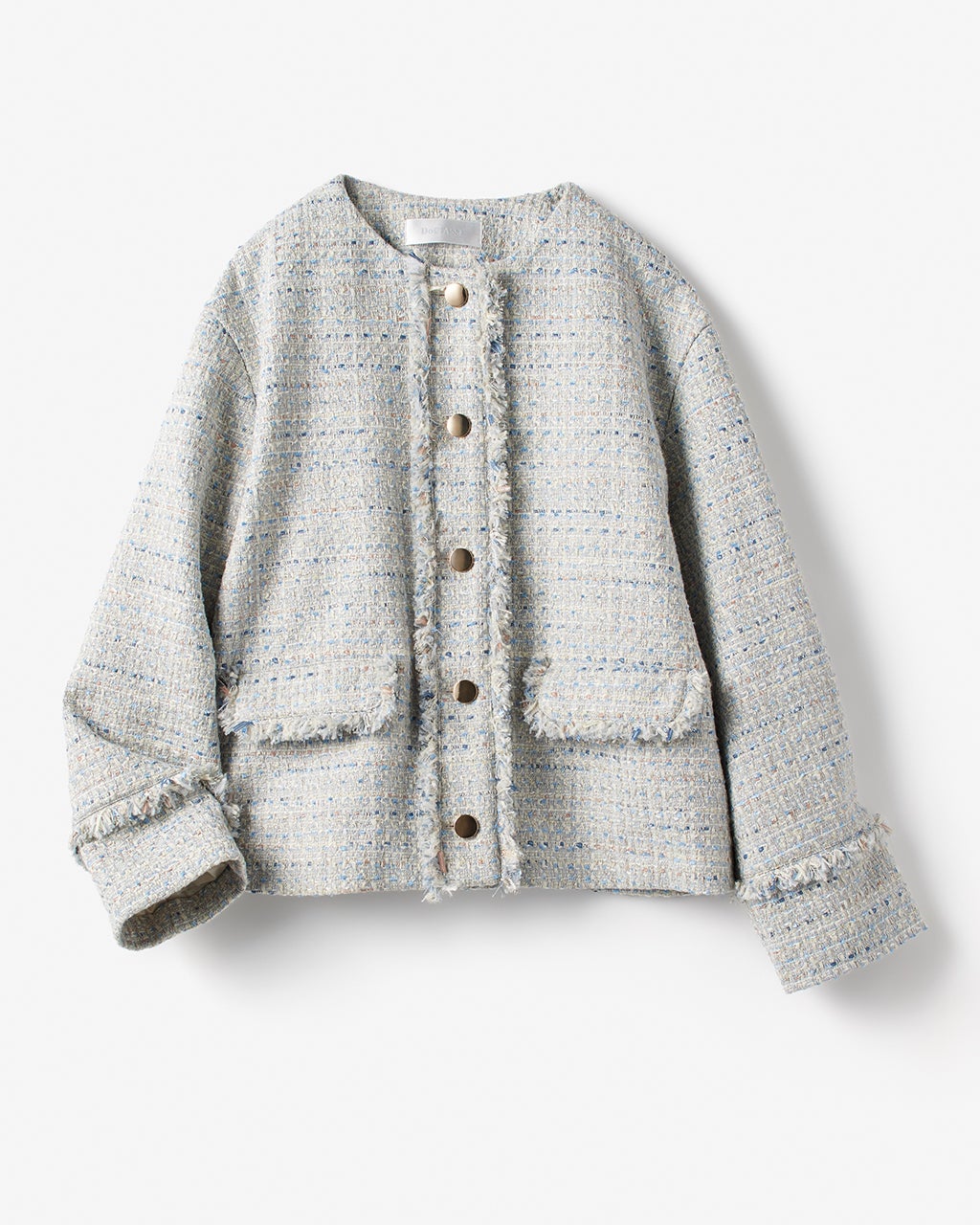 フリンジツイード・ノーカラージャケット/DoCLASSE