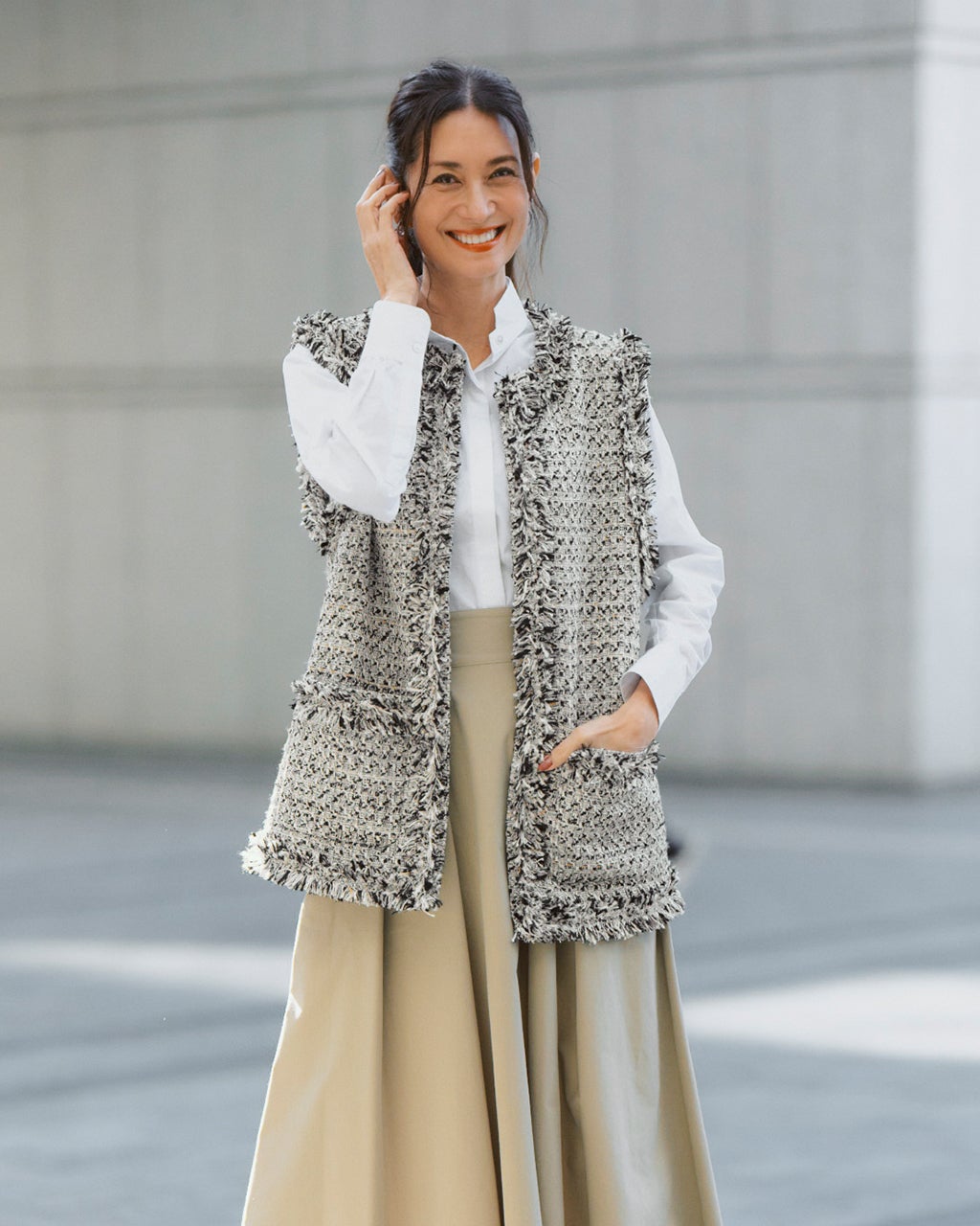 sheller 新品 完売フリンジツイードキュロット シェリエ フリンジ