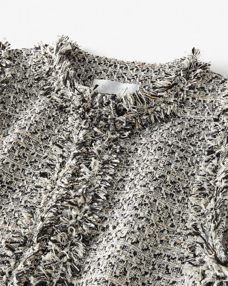 フリンジツイード・ノーカラージレ 詳細画像 ブラックパターン 2