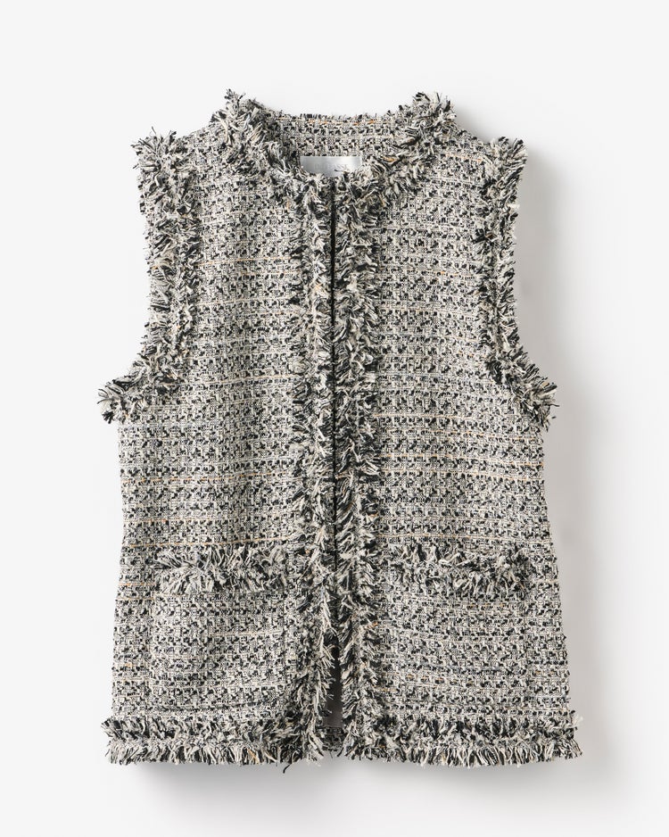 フリンジツイード・ノーカラージレ 詳細画像 ブラックパターン 6