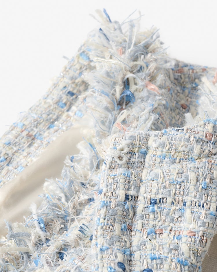 フリンジツイード・ノーカラージレ 詳細画像 グレーブルー 3