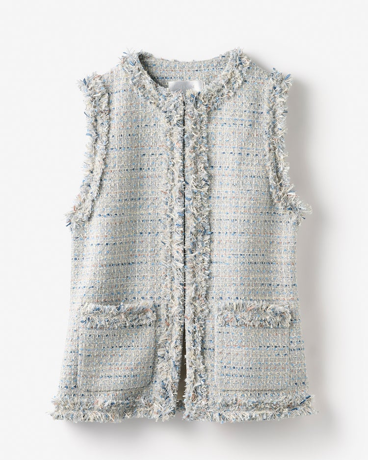 フリンジツイード・ノーカラージレ 詳細画像 グレーブルー 8