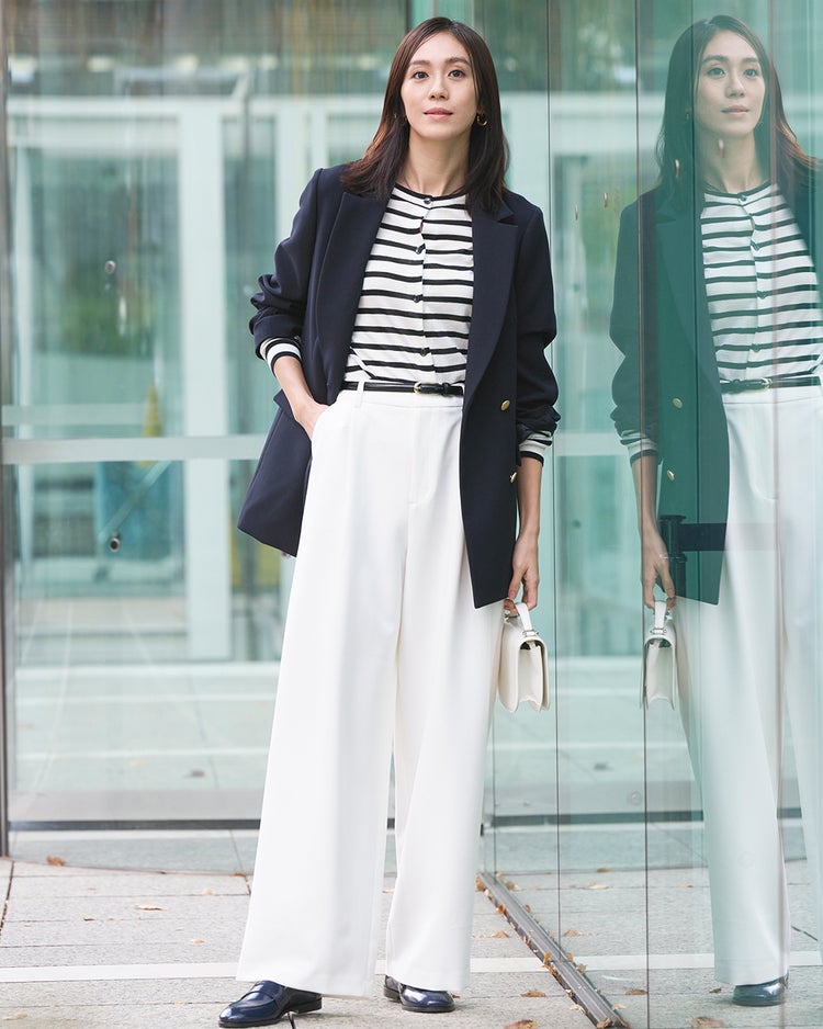 スポンジWクロス・タックワイドパンツ 詳細画像 オフホワイト 2