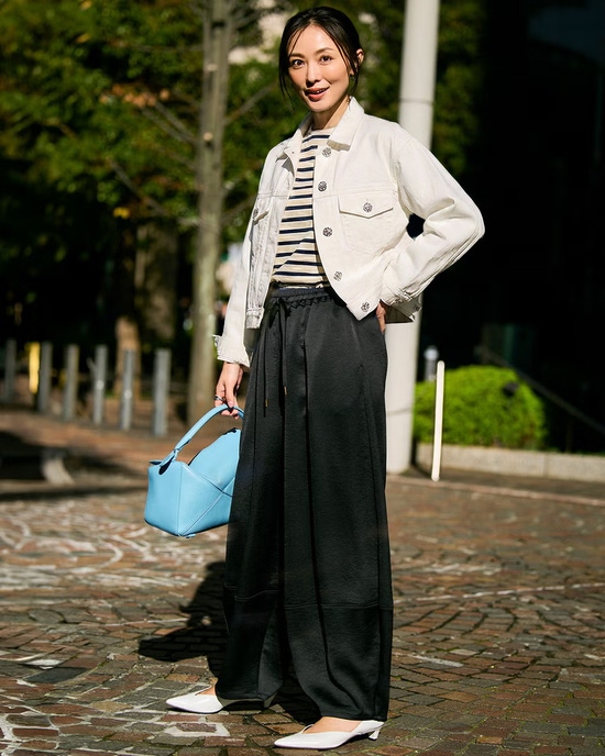 ビジューボタン・ストレッチデニムジャケット