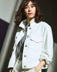 ビジューボタン・ストレッチデニムジャケット