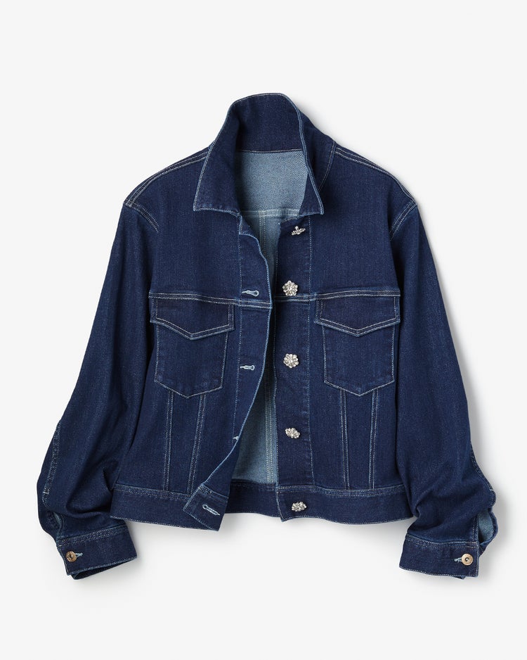 ビジューボタン・ストレッチデニムジャケット 詳細画像 インディゴ 3