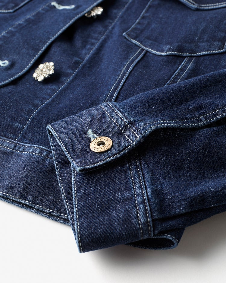 ビジューボタン・ストレッチデニムジャケット 詳細画像 インディゴ 5