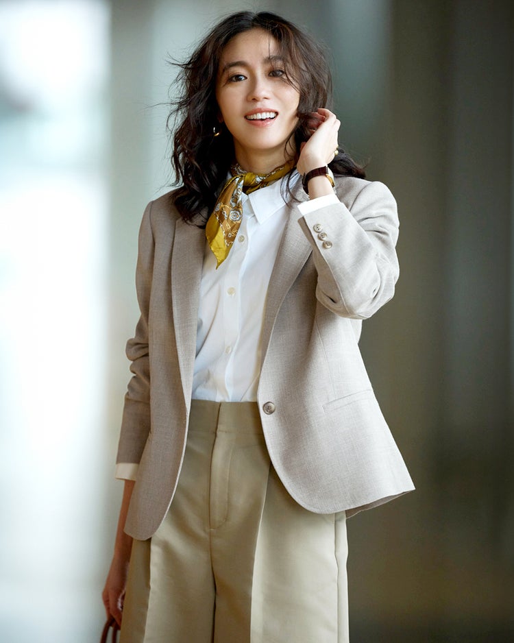 バルキーリネンタッチ・コンパクトジャケット 詳細画像 ライトグレー 1